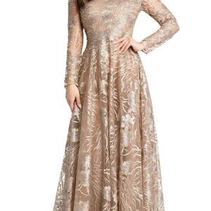 Mac Duggal Gown - NWT- 10 - Long Sleeve - Floor Length - Vintage Gold - Taupe